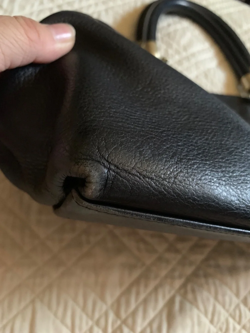 Vintage Chanel Y2K Black Caviar Skin Coco Mark East-West Handbag
